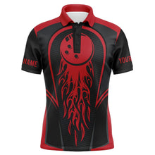 Load image into Gallery viewer, Red Flaming Bowling Ball Custom Men'S Bowling Jerseys, Matching Team Bowling Shirts IPHW4200