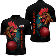 Load image into Gallery viewer, Custom Chicken Bowling Shirts For Men Bowling Quarter Zip Shirts Team Bowling League Jersey IPHW5290