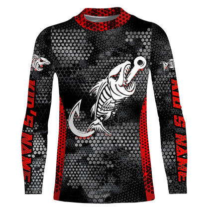 Fish reaper skull fish hook custom name sun protection long sleeve fishing shirts, fishing gifts NQS4329