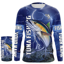 Load image into Gallery viewer, Tuna Fishing blue lightning jerseys custom performance Long Sleeve tournament fishing shirts NQS6413