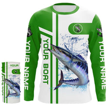 Load image into Gallery viewer, Wahoo fishing Customize name and boat name fishing shirts for men, custom fishing apparel | Green - NQS3251