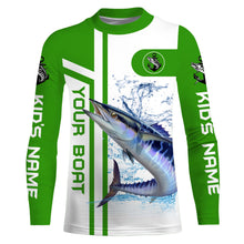 Load image into Gallery viewer, Wahoo fishing Customize name and boat name fishing shirts for men, custom fishing apparel | Green - NQS3251
