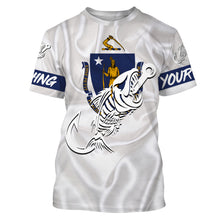 Load image into Gallery viewer, MA Massachusetts Fishing Flag Fish hook skull Custom sun protection fishing shirts for men, women, kid NQS3396