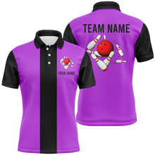 Load image into Gallery viewer, Personalized Purple Black Retro Bowling Polo Shirts For Men custom vintage bowling team jerseys NQS6803