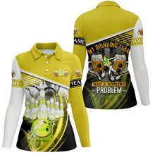 Load image into Gallery viewer, Women bowling polo shirts Custom My drinking team has a bowling problem team league jerseys | Yellow NQS7015