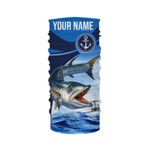 Load image into Gallery viewer, Great barracuda fishing blue sea underwater ocean Custom Name performance long sleeve fishing shirt NQS3779