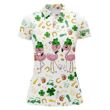 Load image into Gallery viewer, Womens golf polos shirt custom st patrick's day pattern golf clothes flamingo golf polos NQS7201