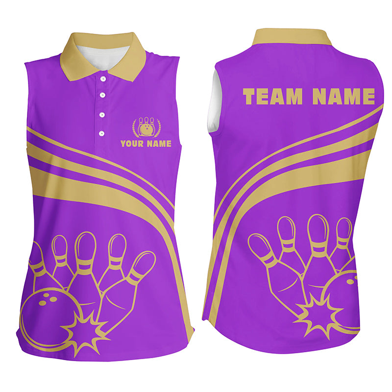 Custom sleeveless bowling shirt for women – personalized team jersey front view