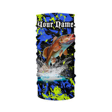 Load image into Gallery viewer, Redfish puppy drum fishing green blue camo Custom performance long sleeve fishing shirt jerseys NQS7218