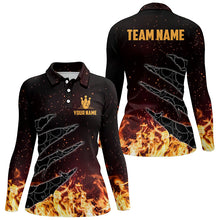 Load image into Gallery viewer, Bowling polo shirts for women custom flame camo bowling team jerseys, gifts for bowlers NQS6954