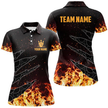 Load image into Gallery viewer, Bowling polo shirts for women custom flame camo bowling team jerseys, gifts for bowlers NQS6954