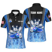 Load image into Gallery viewer, Blue flame bowling polo shirts for men Custom Team bowling jerseys for men, gift for bowlers NQS7237