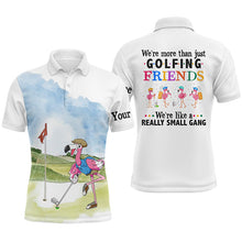 Load image into Gallery viewer, Funny Flamingo Mens golf polo shirts custom name we're more than just golfing friends NQS4265