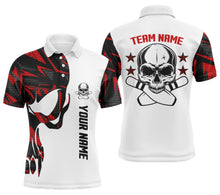Load image into Gallery viewer, Custom Red white bowling shirt for men – personalized team jersey front view