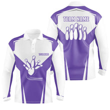 Load image into Gallery viewer, Mens Bowling polo Shirt customized bowling strike team league jerseys, bowler gift | Purple NQS6831