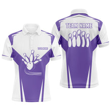 Load image into Gallery viewer, Mens Bowling polo Shirt customized bowling strike team league jerseys, bowler gift | Purple NQS6831