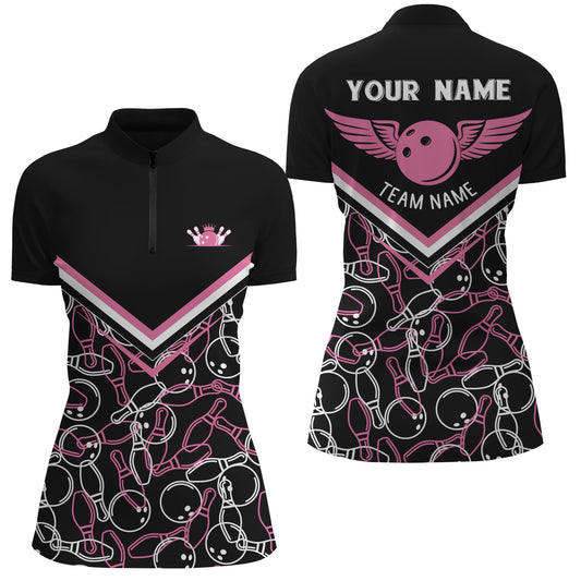 Custom bowling shirt for women – personalized team jersey front view
