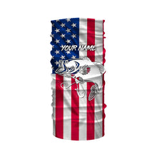 Load image into Gallery viewer, Largemouth Bass fishing American flag patriotic 4th July Customize long sleeves fishing shirt NQS1957