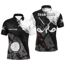 Load image into Gallery viewer, Black and white retro Mens golf polo shirts custom golf clubs team golf jerseys, golf attire for men NQS6698