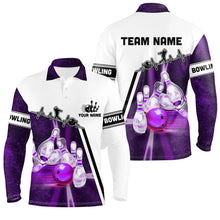 Load image into Gallery viewer, Purple galaxy light bowling ball pins custom Bowling Polo Team League jerseys, bowling gifts NQS6768
