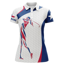 Load image into Gallery viewer, Personalized Texas flag patriot golf white Womens golf polo shirts custom name golf gifts NQS6354