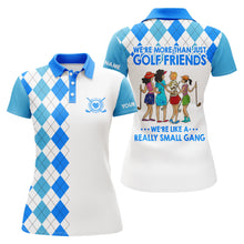 Load image into Gallery viewer, Custom womens golf polo shirts multi-color argyle plaid we're more than golf friends we're small gang NQS4904