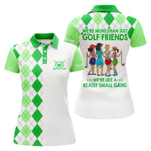 Load image into Gallery viewer, Custom womens golf polo shirts multi-color argyle plaid we're more than golf friends we're small gang NQS4904