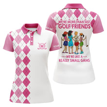 Load image into Gallery viewer, Custom womens golf polo shirts multi-color argyle plaid we're more than golf friends we're small gang NQS4904