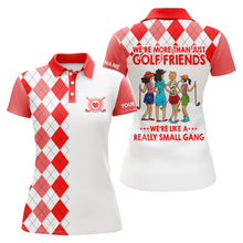 Load image into Gallery viewer, Custom womens golf polo shirts multi-color argyle plaid we're more than golf friends we're small gang NQS4904
