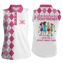 Load image into Gallery viewer, Womens sleeveless polo shirts multi-color argyle plaid we're more than golf friends we're small gang NQS4904