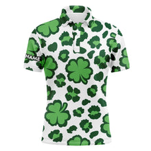 Load image into Gallery viewer, Funny Mens golf polo shirt clover and leopard pattern St. Patrick's Day custom name golfing gifts NQS4743