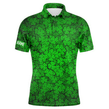 Load image into Gallery viewer, Mens golf polo shirts Green clover St Patrick's Day pattern golf shirts custom team golf polo NQS4762