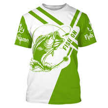 Load image into Gallery viewer, Largemouth Bass fishing clothes green Custom upf fishing Shirts, custom fishing shirts with hood NQS3082