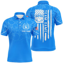 Load image into Gallery viewer, Blue bowling camo Mens polo bowling shirts Custom American flag patriotic bowling team league jerseys NQS7215