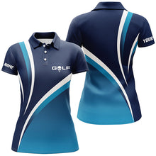 Load image into Gallery viewer, Women golf polo shirts custom name womens golf clothes, tournament golf tops for ladies | Blue NQS6510