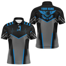 Load image into Gallery viewer, Black Mens golf polo shirts custom golf heartbeat golf shirt for men, best golf gifts | Blue NQS6302