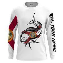 Load image into Gallery viewer, Mahi mahi Fishing Florida Flag patriotic Customize long sleeves fishing shirts NQS2247