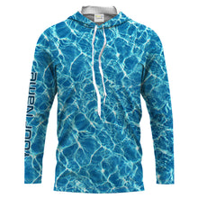 Load image into Gallery viewer, Custom Saltwater Long sleeve Fishing Shirts UV Protection, Blue Ocean Sea wave camo Fishing Shirts - NQS2173