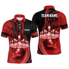 Load image into Gallery viewer, Bowling ball and pins Red light Custom Team League Bowling jerseys Polo Shirts For Men NQS6579