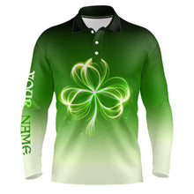 Load image into Gallery viewer, Mens golf polo shirts custom gradient green light clover st patrick's day golf apparel NQS7198