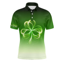 Load image into Gallery viewer, Mens golf polo shirts custom gradient green light clover st patrick's day golf apparel NQS7198