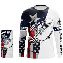 Load image into Gallery viewer, Bass Fishing TX and USA flag 3D Full printing Shirts - Personalized Fishing gift, Men's Performance Fishing Shirts FSD2201
