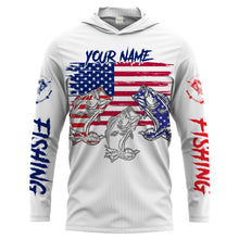 Load image into Gallery viewer, Bass Fishing American flag 4th of July 3D Custom name UV Protection Shirt For Men, Women and Kid Patriotic fishing gift FSD2083
