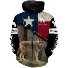 Load image into Gallery viewer, Coyote Hunting Texas flag Custom Name 3D All over print Shirts - Personalized Coyote Hunting gifts FSD3056