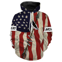Load image into Gallery viewer, Archery Bow Hunting American flag custom Name 3D All over printed Shirts - Personalized Archers Gifts FSD3539
