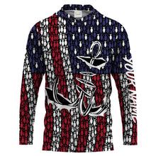Load image into Gallery viewer, American Flag 3D Fish Hook Treble Hook Custom Name All Over Printed UV Protection Shirts Fishing Apparel Patriotic Gift FSD2015