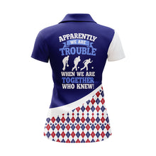 Load image into Gallery viewer, Custom Bowling Shirt for Women, Blue Argyle Bowling Jersey with Name League Ladies Polo Shirt NBP175