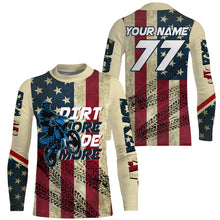 Load image into Gallery viewer, Kid&amp;Adult Custom Motocross Jersey UPF30+ American Flag Dirt Bike MX Racing Dirt More Ride More NMS1153