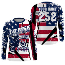 Load image into Gallery viewer, Custom Motocross Jersey UPF30+ I'D Risk The Fall to Fly, Patriotic Dirt Bike Shirt MX Racing NMS1325