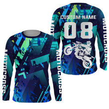 Load image into Gallery viewer, Blue Motocross Jersey Personalized UPF30+ Kid&amp;Adult Riders Dirt Bike Racing Off-road Motorcycle| NMS622